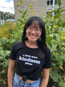 Elyse Talley in the native garden at University of Evansville